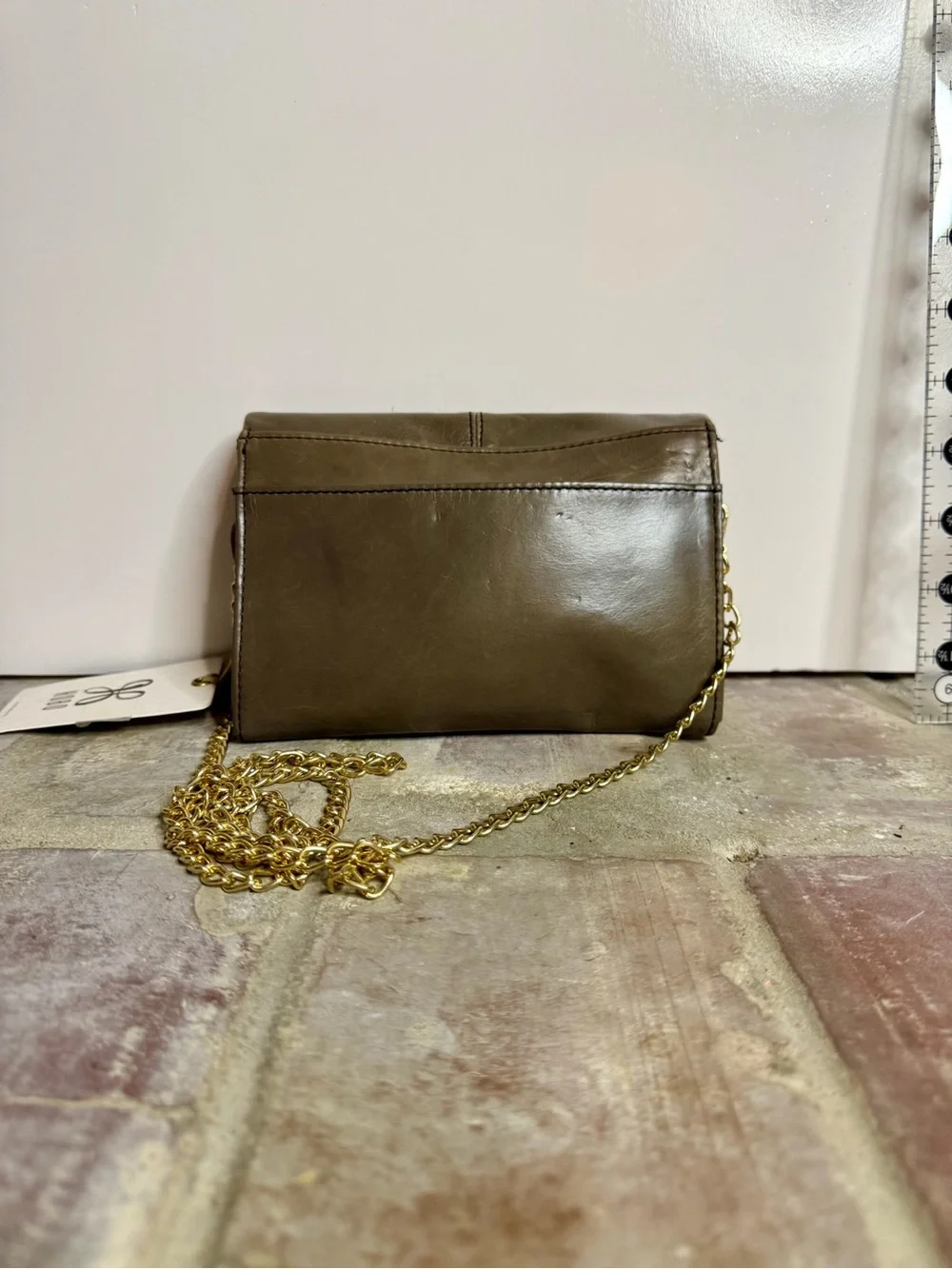 HOBO Jetty Leather Clutch/Crossbody – Shadow, Gold Chain — NWT